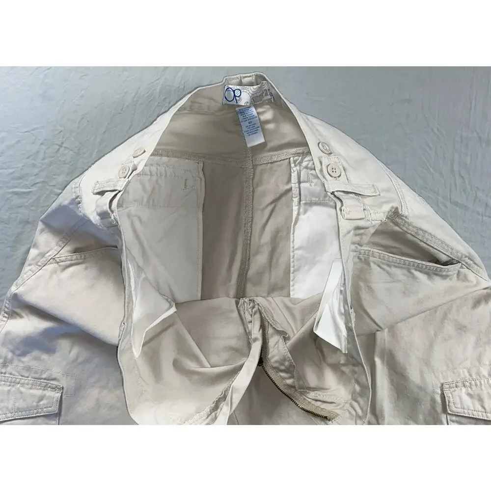 OP Ocean Pacific Vintage Cutoff Cotton Cargo Shorts. Ivory, Men's 40. GUC!!